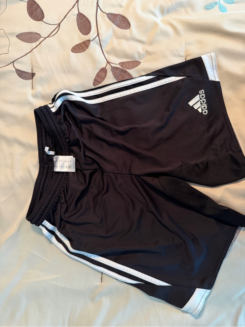 adidas Black Athletic Shorts with White Three-Stripes